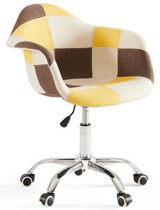 MebleMWM Krzesło obrotowe ART105C | Żółty patchwork | Outlet