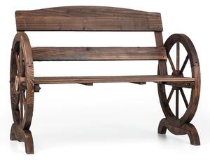 Blumfeldt Ammergau ławka ogrodowa ławka drewniana ławka na kołach 108x65x86cm opalane drewno jodłowe