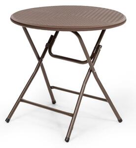 Blumfeldt Burgos Round, składany stół, polirattan, 80 cm Ø powierzchnia stołu, 4 osoby, brązowy