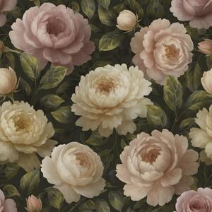 Tapety Romantyczne piwonie na ciemnym botanicznym tle, Tapety Z kwiatami, a00893 : Uwalls.pl