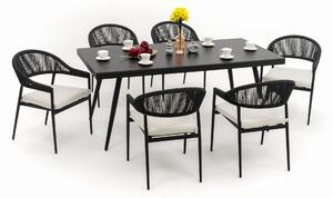 Zestaw mebli ogrodowych BELIZE - beżowy ze stołem z blatem HPL - CARRARA BLACK