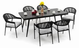 Zestaw mebli ogrodowych BELIZE - szary ze stołem z blatem HPL - CARRARA BLACK