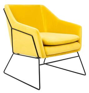 MebleMWM Fotel EMMA VELVET żółty welur - podstawa metal czarna
