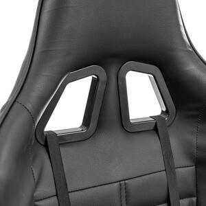 Czarny fotel gamingowy z podnóżkiem