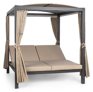 Blumfeldt Eremitage Double XL, łóżko do opalania, 2-osobowe, rama stalowa, dach przeciwsłoneczny, zasłony