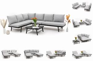 Zestaw ogrodowy aluminiowy BORA modułowy leżak narożnik sofa stolik - grafitowo szary