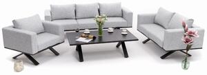 Zestaw mebli ogrodowych nowoczesnych luksusowych aluminiowych - MARABELLA - szary z blatem HPL CARRARA BLACK