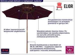 Bordowy okrągły parasol ogrodowy - Serenity