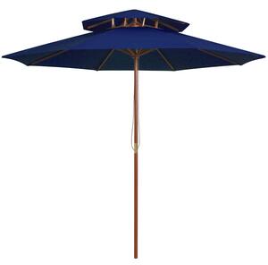 Niebieski parasol ogrodowy z drewnianym słupkiem - Serenity
