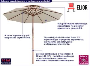 Kremowy parasol ogrodowy z drewnianym słupkiem - Serenity