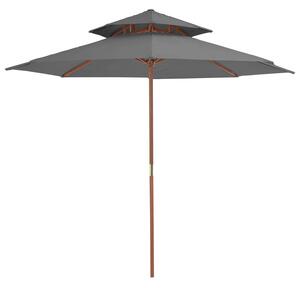 Okrągły parasol ogrodowy z drewnianym słupkiem antracyt - Serenity