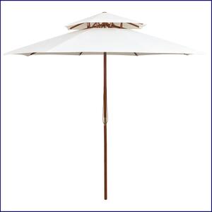 Kremowy parasol ogrodowy z drewnianym słupkiem - Serenity