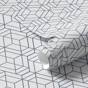 Tapety Białe tło z niebieskimi trójwymiarowymi geometrycznymi sześcianami, Tapety Abstrakcyjne, a01067 : Uwalls.pl