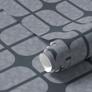 Tapety Ciemnoniebieskie tło z szarą mozaiką zaokrąglonych płytek, Tapety Abstrakcyjne, a01068v1 : Uwalls.pl
