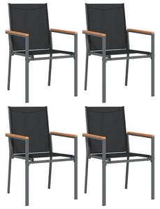 Krzesła ogrodowe, 4 szt, czarne, 55x61,5x90cm, textilene i stal