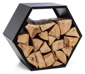Blumfeldt He×awood Black, stojak na drewno, kształt sześciokątny, 50,2 × 58 × 32 cm
