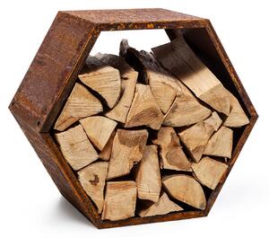 Blumfeldt Hexawood Rust, stojak na drewno kominkowe, sześciokątny kształt, 50,2 × 58 × 32 cm