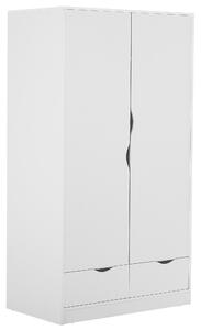 Szafa biała minimalistyczna drzwi 2 szuflady drążek ubraniowy półka Bremen Beliani