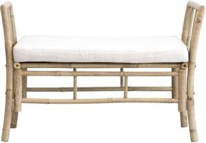Ławka ogrodowa z drewna bambusowego z tapicerowanym siedziskiem Mandisa