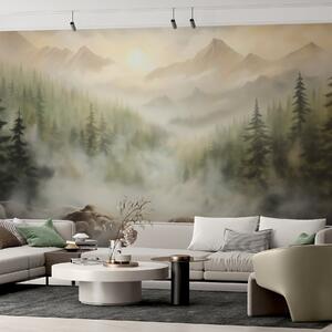 Fototapety Las we mgle na tle gór, Fototapety Natura, w04730 : Uwalls.pl