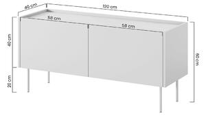 Dwudrzwiowa szafka RTV Desin na metalowych nogach 120 cm - czarny mat / dąb nagano