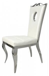 Krzesło glamour Luxury White Eco - nowoczesne krzesło tapicerowane ekoskóra