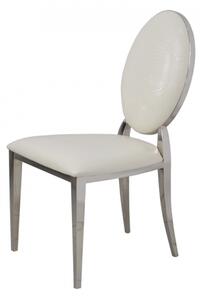 Krzesło Ludwik glamour White Croco - nowoczesne krzesło tapicerowane ekoskóra