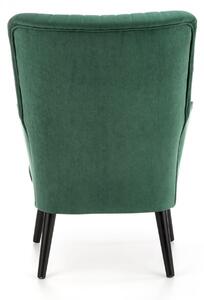 EMWOmeble Fotel welurowy na wysokich nóżkach DELGADO / ciemny zielony