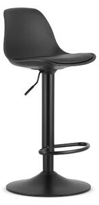 Czarne krzesło barowe HOGA z eko skóry z czarną nogą