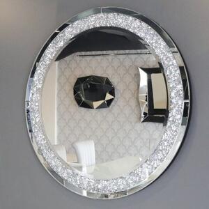 Srebrne lustro glamour okrągłe śr. 90 cm M-0506