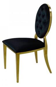 Krzesło Ludwik Gold glamour Black - złote krzesła pikowane guzikami