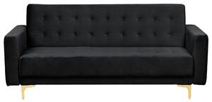 Modułowa sofa rozkładana 3-osobowa pikowana welurowa czarna Aberdeen Beliani