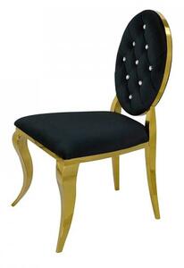 Krzesło Ludwik II Gold Black - złote krzesła glamour pikowane kryształkami