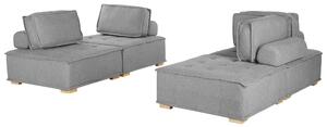 Zestaw wypoczynkowy dwie sofy pikowane tapicerowane modułowe szare Tibro Beliani