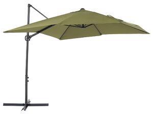 Parasol ogrodowy na wysięgniku składany 245 x 245 cm zielony Monza II Beliani