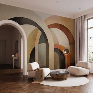 Fototapety Abstrakcyjne, teksturowane łuki geometryczne w ziemistych odcieniach beżu,, Fototapety 3D, Fototapety 3d geometryczna, w09611 : Uwalls.pl