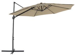 Parasol ogrodowy podwieszany ⌀ 295 cm na wysięgniku szarobeżowy Savona II Beliani