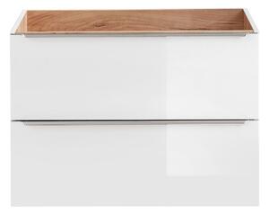 Podwieszana szafka łazienkowa pod umywalkę z szufladami - Malta 3X Biały połysk 80 cm