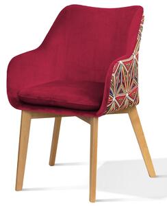 Krzesło kubełkowe na drewnianej nodze - Huan Malawi wzorzyste