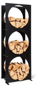 Blumfeldt Trio Circulo, stojak na drewno kominkowe, 55 x 160 x 30 cm, 3 mm stal, półka