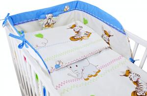 Bawełniana pościel do łóżeczka dziecięcego - ZEBRA BALONIK NIEBIESKI - 120x90