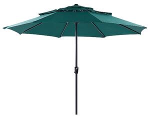 Nowoczesny parasol ogrodowy ośmiokątny składany z korbką 285 cm zielony Bibione Beliani