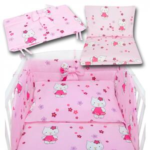 Wzór Hello Kitty - Bawełniana pościel do łóżeczka dziecięcego - 120x90
