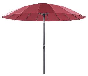 Nowoczesny parasol ogrodowy składany z korbką 255 cm aluminiowy czerwony Baia Beliani