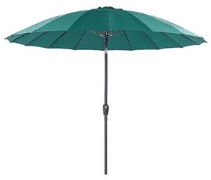 Nowoczesny parasol ogrodowy składany z korbką 255 cm aluminiowy zielony Baia Beliani