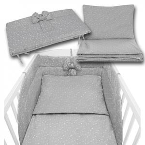 Szara pościel w gwiazdeczki do łóżeczka dziecięcego - bawełna 100% - 120x90