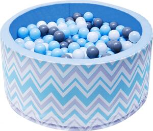 Suchy basen dla dzieci 90x40 z kulkami piłeczkami 7cm - Zygzak niebieski