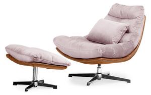 ADELAIDE różowy fotel obrotowy z podnóżkiem