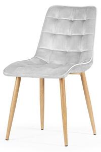Krzesło Chic Velvet w jasnoszarej tkaninie i nogami dębowymi