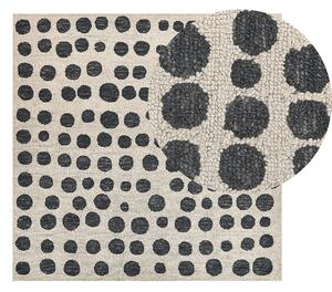 Ręcznie wykonany dywan wełniany 200 x 200 cm w kropki beżowo-czarny Havran Beliani